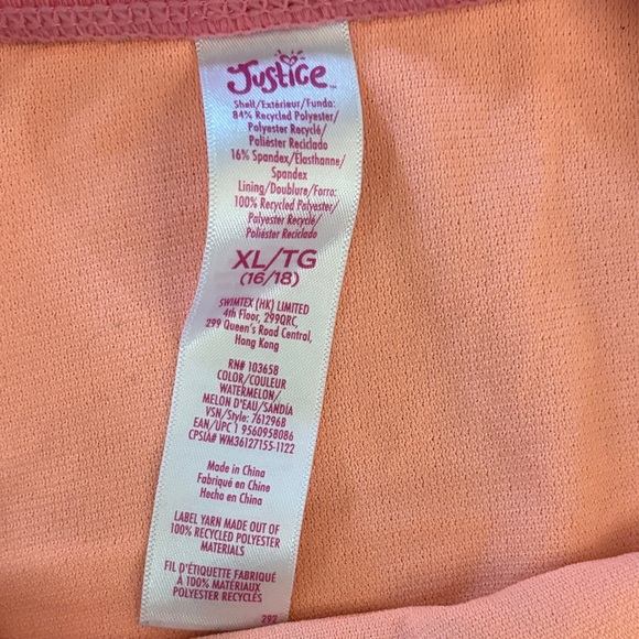 Justice Kids One Piece Swimsuit in Pink and White - Picture 2 of 3